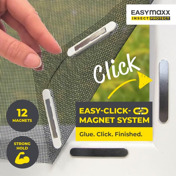 Mosquito net for windows with Magic Click | Insect screen can be cut individually up to 150x130 cm, easy installation with 12 magnets-FX-