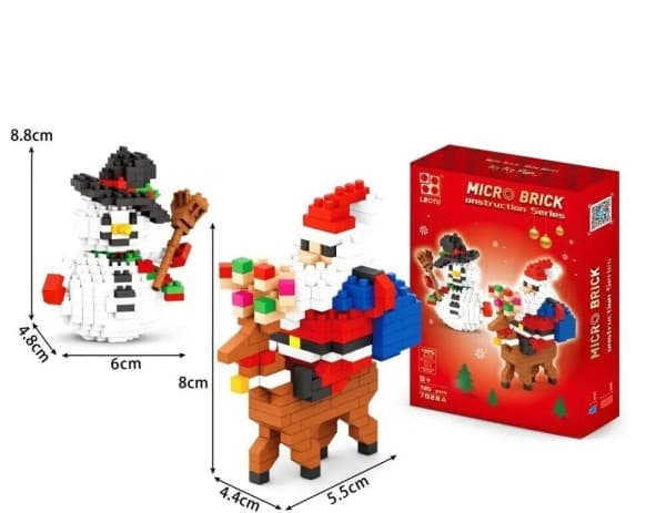 Julemand mikro-byggesten snemand figur kirke træ hjort mini-klodser model legetøj-FX-