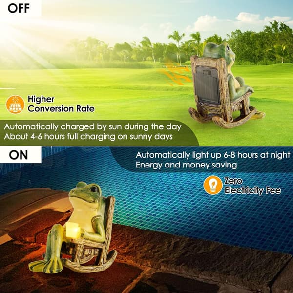 Solar Havefrøstatue, Miniature Fe-indretning med LED-lys-FX-