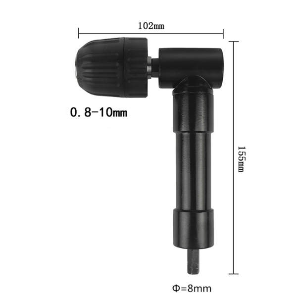 Selvstrammende 90° rettvinklet chuck hurtigkobling borechuck vinkelhodechuck bitadapter rettvinklet drill-FX-
