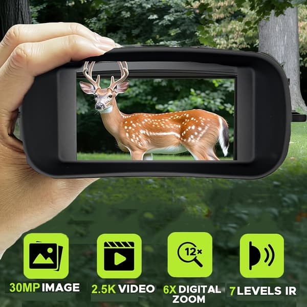 2.5K Nattesynskikkert 30MP Sensor 3-tommer Skærm 6X Zoom IR USB Black