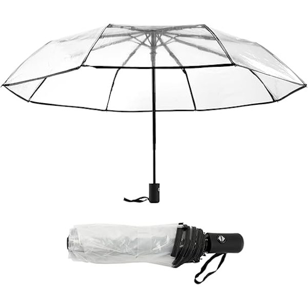 Automatic foldable transparent umbrella, automatic opening and closing transparent foldable umbrella transparent umbrella-FX-