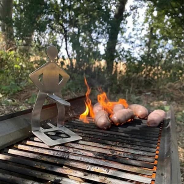 4 morsomme pølsegrillholdere - bærbart grilltilbehør i rustfritt stål