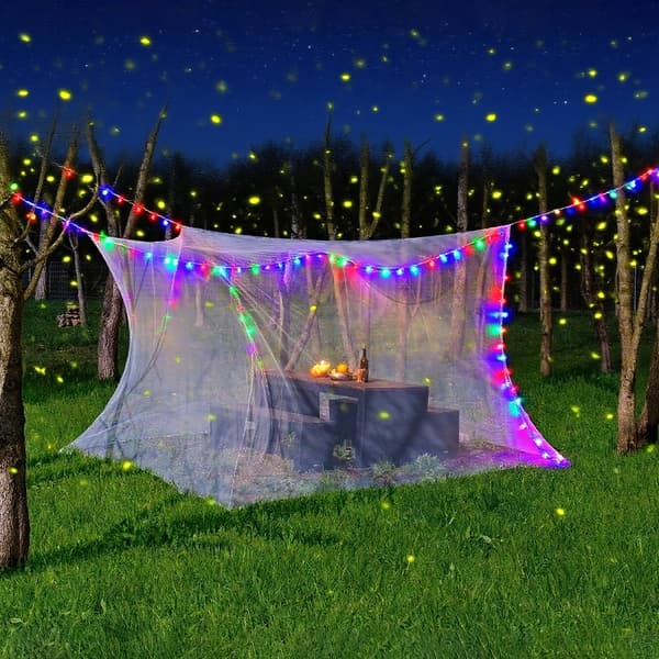 Stor myggnetting for camping og innendørs bruk – enkel åpning, lett å bære, hvit 300x300x250cm