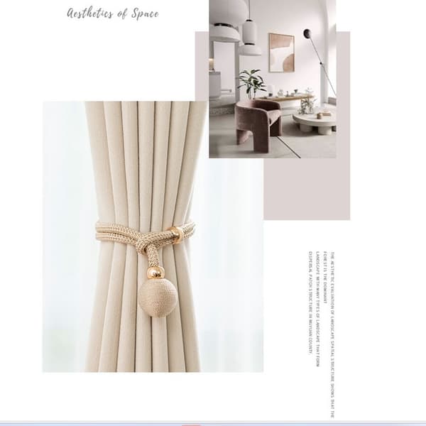 Set of 2 Decorative Ball Curtain Tiebacks - Stylish Window Drape Holders Beige-FX- Beige 113