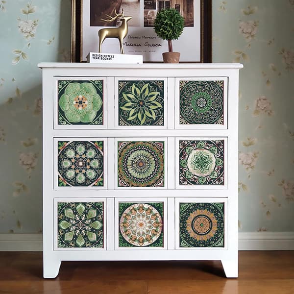 24 pcs Tile Decals 10x10 cm Mandala Style Tile Stickers Peel and Stick Tile Decor Removable Self-Adhesive Square Wall Decals, Tile Wallpaper-FX-