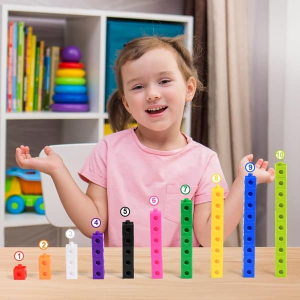 100 sammenlåsende matematikkterninger med 10 farger, 2 cm telleblokker-FX-