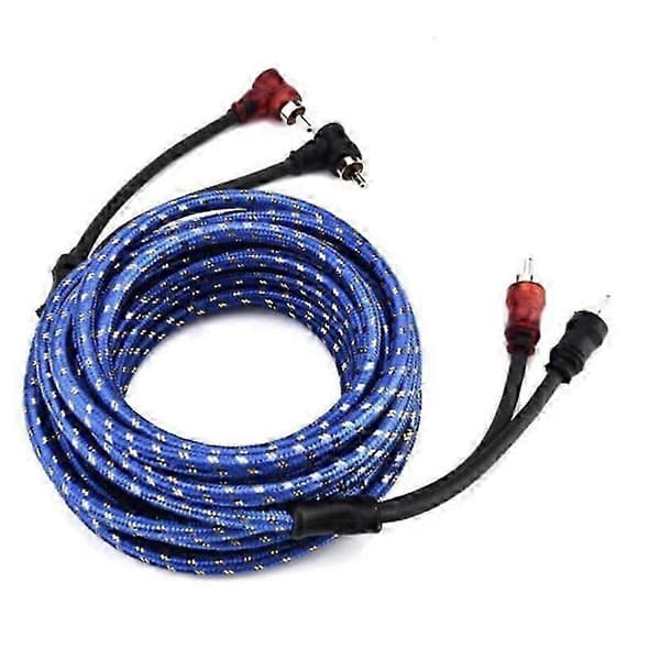 5M 2 RCA till 2 RCA-kontakt Bil Stereo Ljudkabel Förstärkare Flätat Verktyg-FX-