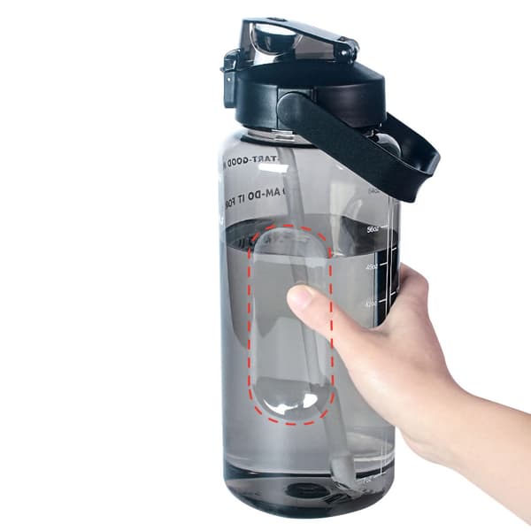 2 liters motivationsflaske med skema og tidsmarkør - Sort-FX-