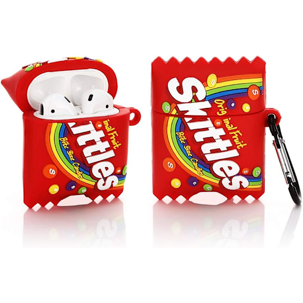 Sött Skal för Airpods 1 2 Generationer 3D SK Godisdesign Skal Skyddande Stöttåligt Skal med Nyckelring för Airpods Hörlurar