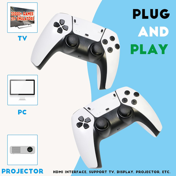 40 000+ 4K HDMI TV-spillpinne Retrospillkonsoll med 2 trådløse håndkontroller M15 128G four-player version