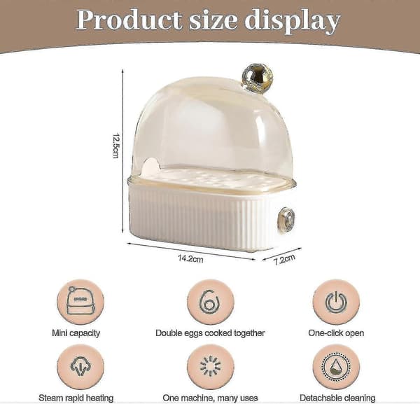Kompakt elektrisk eggkoker for 2 egg, 3 koketrinn-FX- White