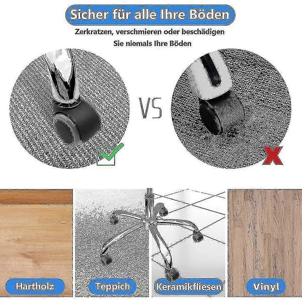 5-pakning kontorstolhjul 11 mm / 22 mm erstatningshjul for harde gulv for gamingstoler, svingstoler, Pr-FX-