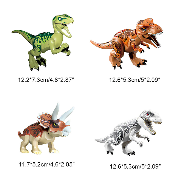 8x Jurassic World Dinosaur T-Rex Figur Byggesteiner Block Beste Barnepresent Flerfarget multi-coloured