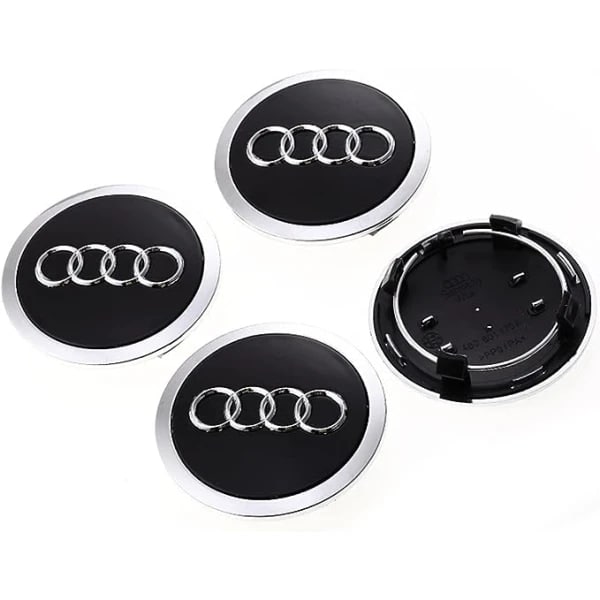Centerkapsler til AUDI 60mm 4-pak Sort med kromkant-FX-