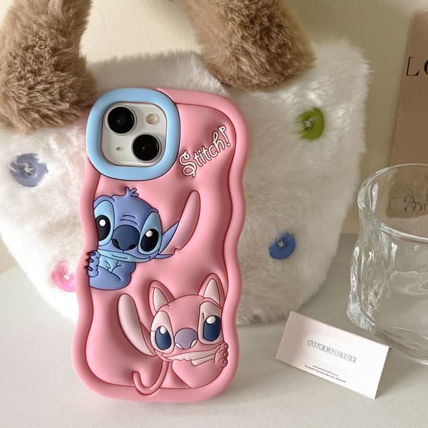 iPhone 6/7/8/XR/11/12/13/14/15 Case, Lilo & Stitch Soft Silicone Cute Phone Protective Cover-FX- iPhone 14 Plus