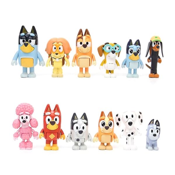 Bluey Legetøjsfigursæt - 12-delt tegneseriefigurlegesæt-FX-
