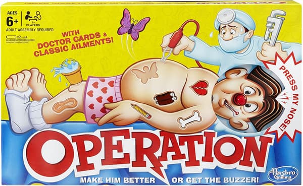 Classic Operation Game, Electronic Board Game with Cards, Indoor Game for Kids Ages 6 and Up-FX-
