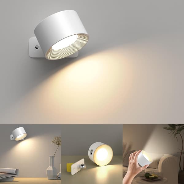 Veggmontert lampe med USB-lading, 360° rotasjon og berøringskontroll-FX-