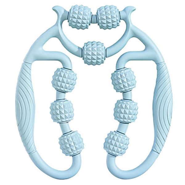 Massage Relax Circular Leg Clamp 9-Wheel Muscle Roller Deep Tissue Massage For Leg Arm Massager-FX- Sky blue