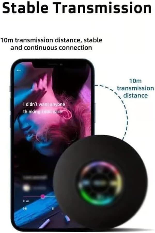 Portable Wireless Speaker with Suction Cup, Mini Bluetooth Waterproof Speaker with RGB LED-FX-