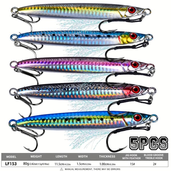 PROBEROS 5st Blandade Lysande 3D Fiskedrag 80g 80g Mixed Color