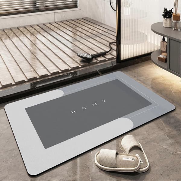 Superabsorberende gulvmåtte, hurtigtørrende badeværelsesmåtte, enkel køkkendørmåtte, maskinvaskbar stor stuemåtte (40 x 60 cm)-FX- Rectangular Light Gray