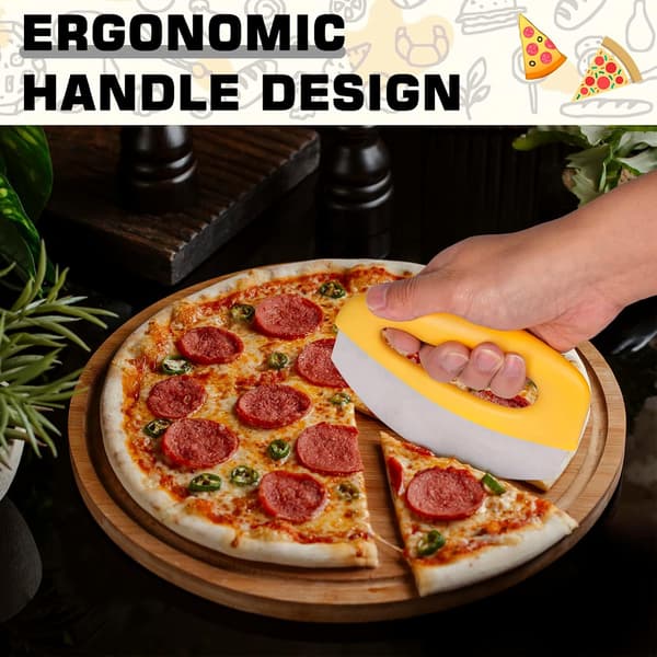 Pizzaleikkuri (keltainen) taikinapyörällä, pizzaleikkuri Protec-FX-