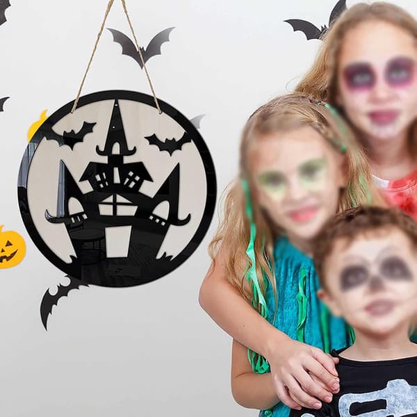 Halloween-pynt til dør, Glad Halloween hængende dørskilt