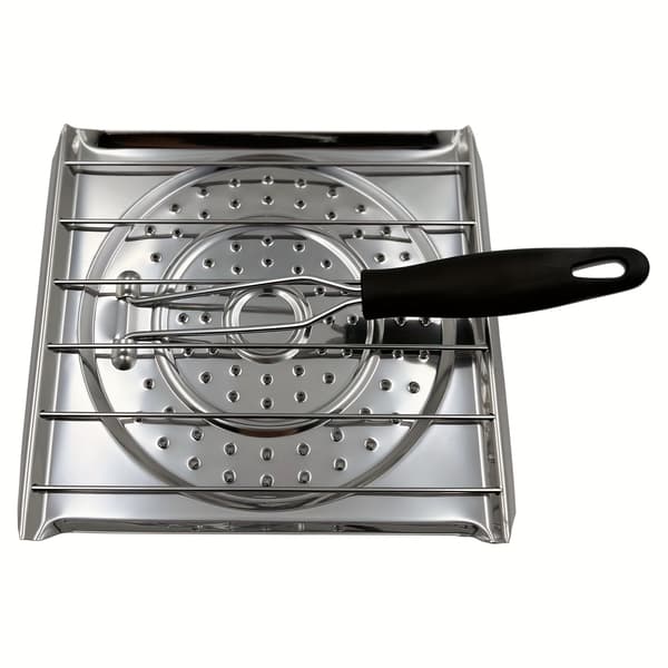 Brødrister til komfur i rustfrit stål med foldbart håndtag til camping og køkken 21.49x19.99cm Silver