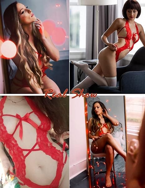 1 stk (rød) Dameundertøy One Piece Dyp V Teddy Sexy Bodysuit-FX-