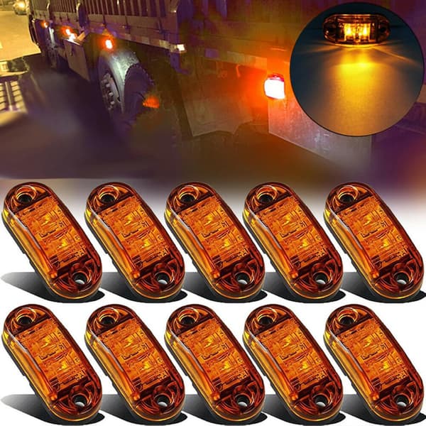 10x 2-LED sidemarkeringslys, 12V/24V gule positionslamper til lastbil, trailer og autocamper-FX-