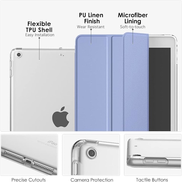 Skal för Nya iPad 9:e/8:e/7:e Gen (2021/2020/2019), Mjuk TPU Transparent Frostat Baksida Skyddande Skal Slimmat Fodral【HY】
