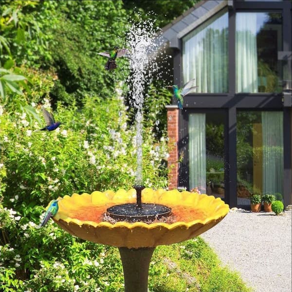 Solar springvand til haven 2,5 W med 1000 mAh backupbatteri, solcellefontænepumpe til fuglebad, havedam, udendørs pool-FX-