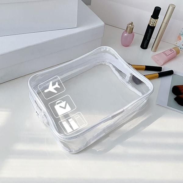 Transparent Necessär för Resor - Quart Storlek Godkänd för Vätskor i Kabinväska på Flygplatsen, Transparent Necessär (Vit)【HY】