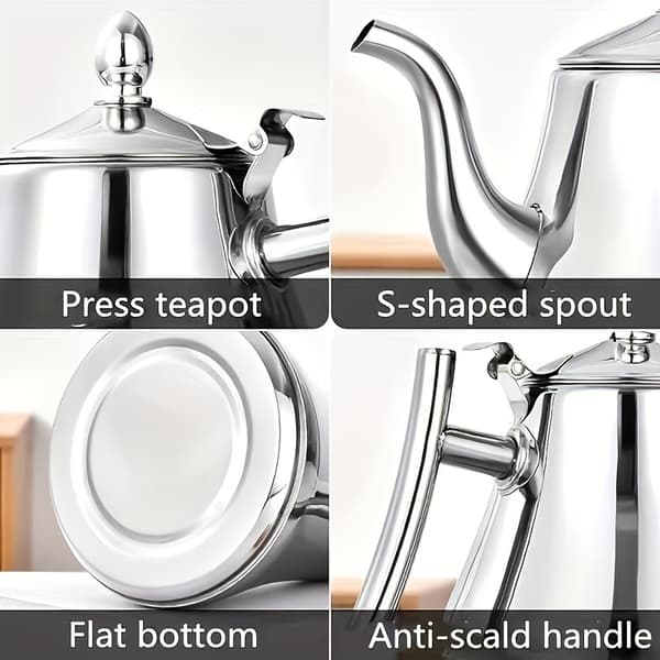 Tekanne i rustfritt stål med avtakbar sil for te og kaffe 1.5L Silvery