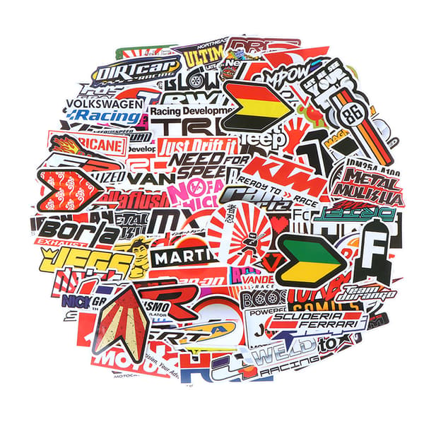 100 STK Racing Bil Klistremerker Graffiti JDM Bil Modifikasjon Vanntett A-FX-