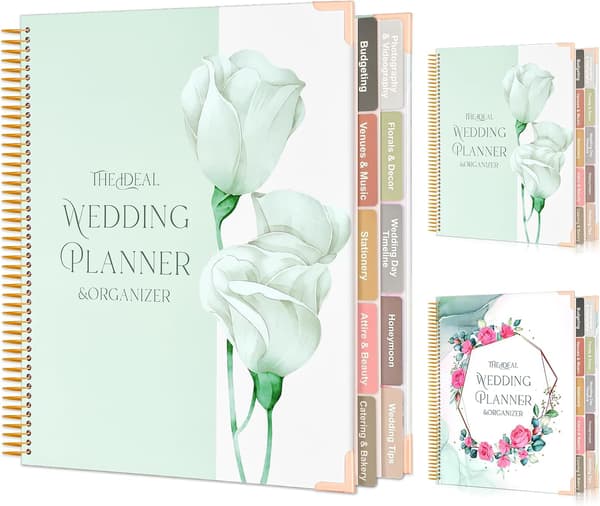 Wedding Book and Planner for Newly Engaged Couples 176 Pages Wedding Organizer Notebook with Stickers, Checklists, and Calendars-FX-