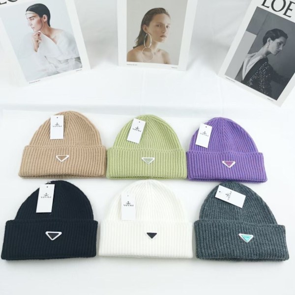 Varm stickad vintermössa Höst- och vintermössa Omvänd triangel Trendigt märke Casual Öronskydd Unisex Lila Purple M