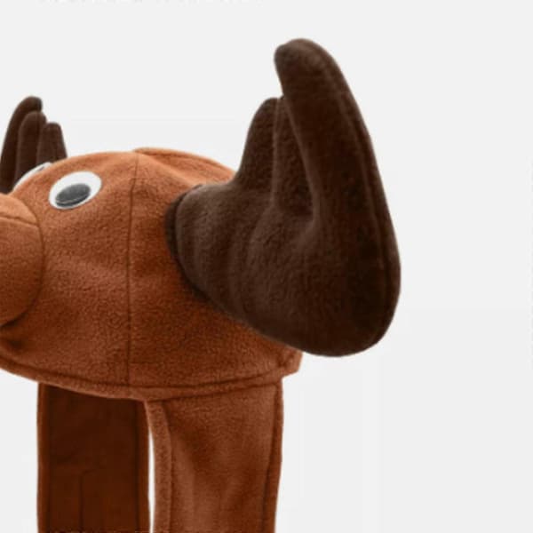 Älg Plyschmössa med Bedårande Öron Rolig Djurmössa i Kaffe-FX-