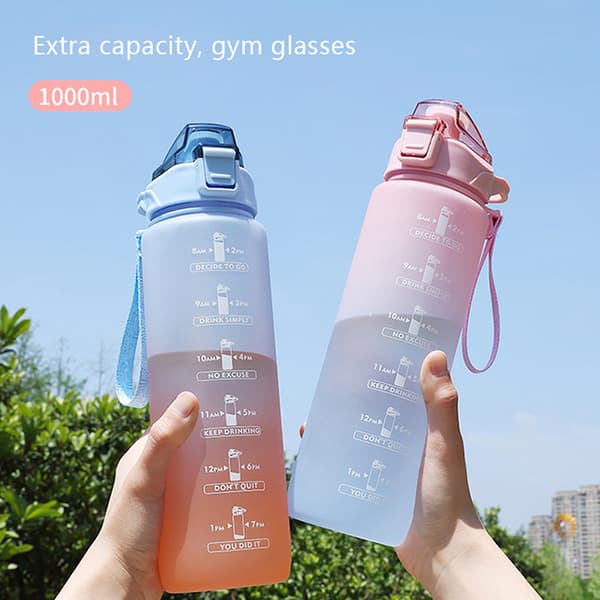 Sport 1000 ml vattenflaska med sugrör för utomhusresor-FX-