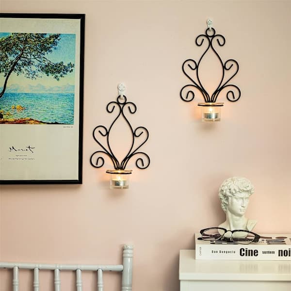 Vintage Iron Wall Sconces, Creative Iron Candle Holders-FX-