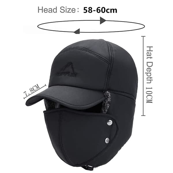 Vinter Trapper Hat med øreklapper og maske, tyk fleeceforet unisex Trooper Beanie-FX-
