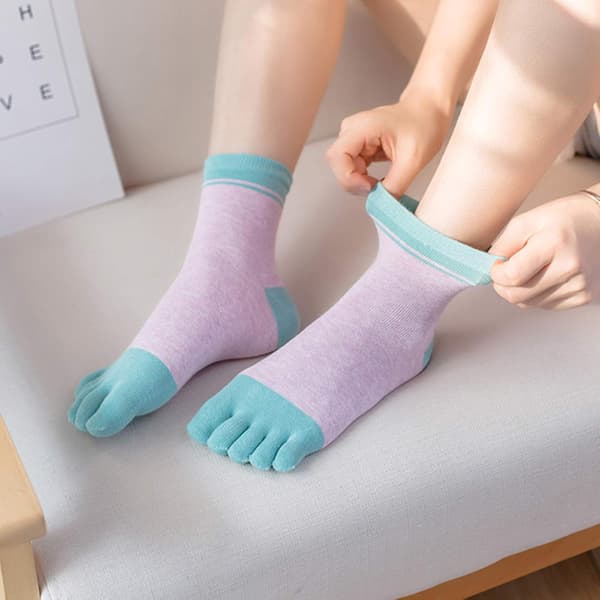 Dame - Tåstrømper - tåstrømper - tåstrømper - tåstrømper - dame - 5 par - Yogastrømper - Glat tåsøm - Ingen irriterende sømme - Spring-FX-