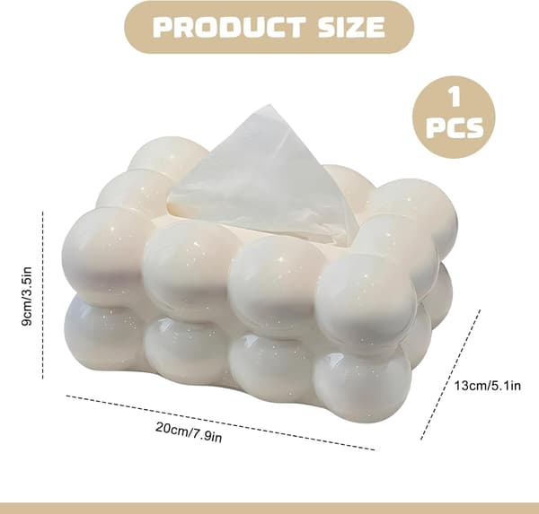 Vit Minimalistisk Rektangulär Tissue Box Hållare i Plast 20 x 13 x 9 cm Dekorativ Förvaringslåda för Pappersnäsdukar -FX-
