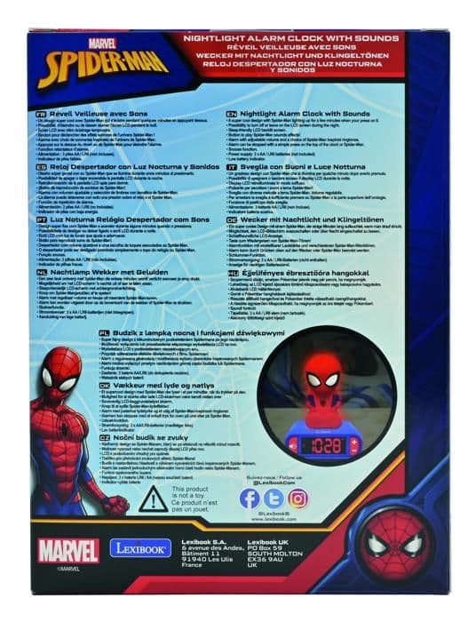 Digitalt vækkeur LEXIBOOK - Spiderman - 3D-lys og lyd - Rød og blå - Børn Rød{YDE}-FX-