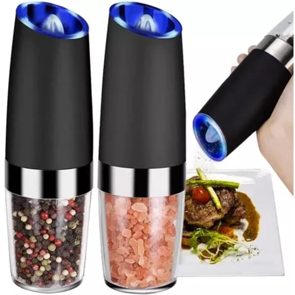2-pack elektrisk salt- och pepparkvarnset, automatisk kvarn 700-FX-