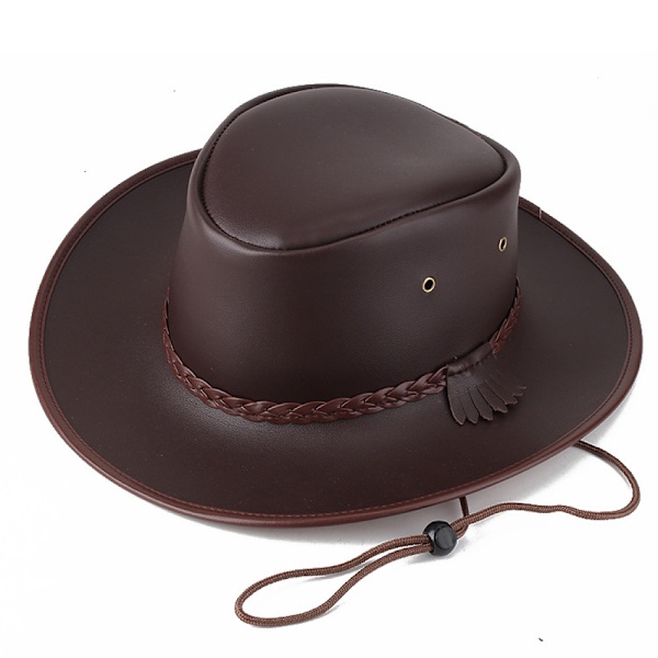 Svart djungel tjur läderhatt, Westernhatt, Australisk hatt, cowboyhatt