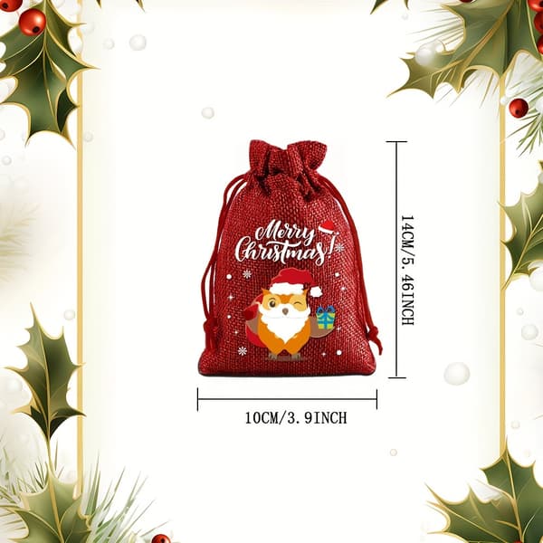 Julklappspåsar med dragsko i säckväv för julklappar och festgåvor Grn/Red