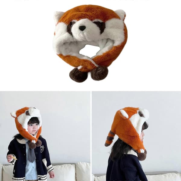 Børneøreklaphat Efterår Vinterhatte Dejlig Lille Panda Hat Til Udendørs Rejser Skiløb Vindtætte Ørevarmere Orange-FX-